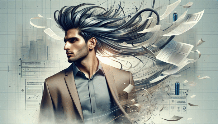 Individual demonstrating a sophisticated, wind-resistant hairstyle in an urban setting, highlighting the effectiveness of strong hold hairspray.