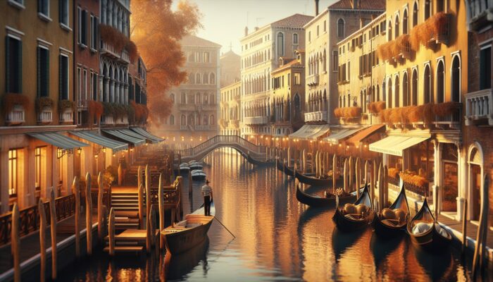 A peaceful Venice canal in autumn with fewer tourists, visually illustrating the benefits of shoulder season travel.