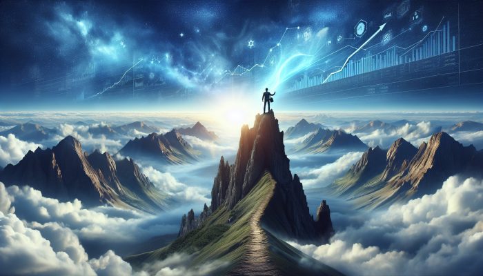 Debt Consolidation and Mental Health Benefits: A UK Guide | DCL A person on a mountain top, symbolising financial freedom and optimism, with a path to new goals.