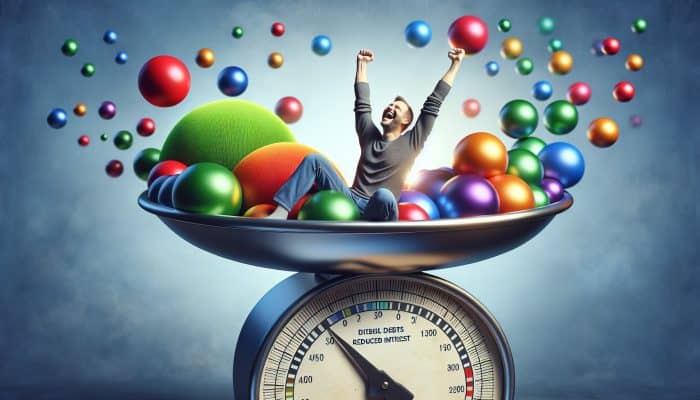 Exploring the Benefits of Debt Consolidation: UK Insights | DCL A person in the UK smiling, relieved after consolidating debts into one loan with lower interest, simplifying finances.