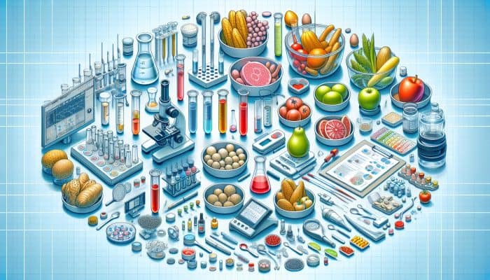 Food Intolerance Test in Denton: A medical setup with labelled food samples, test tubes, and diagnostic equipment for identifying food intolerances.