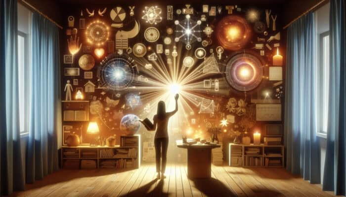 Emotional Decluttering for House Clearance: A person sorting sentimental items in a warm, organized room, symbolising mental clarity and emotional peace.